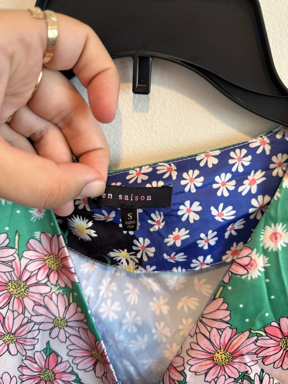 Anthropologie En Saison Floral Patchwork Colorful Mini Dress Small Spring Satin - Picture 3 of 8